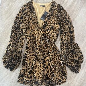Nasty Gal Leopard Print Long Sleeve Dress